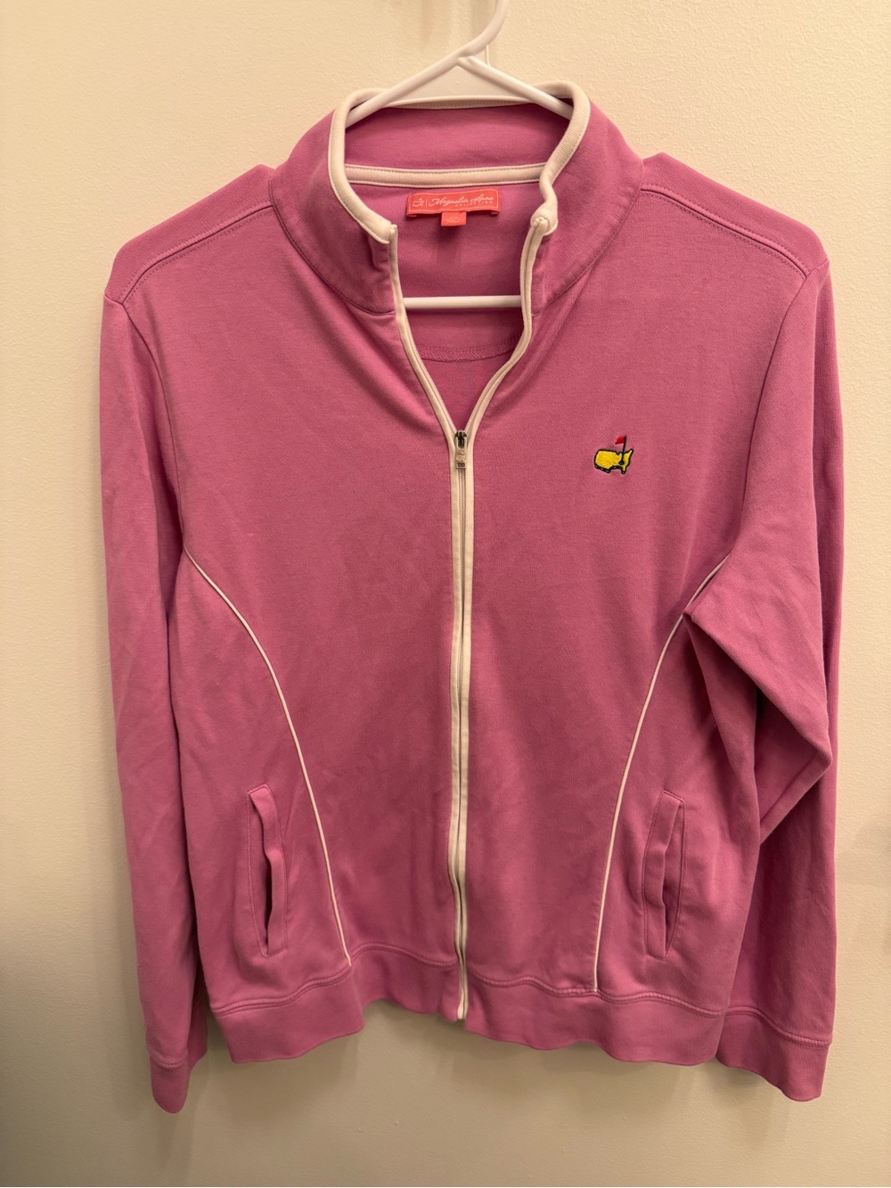 Magnolia Pink Full-Zip Track Jacket with Yellow Logo